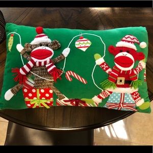 🎄Sock Monkey Throw Pillow - Christmas Holiday Themed